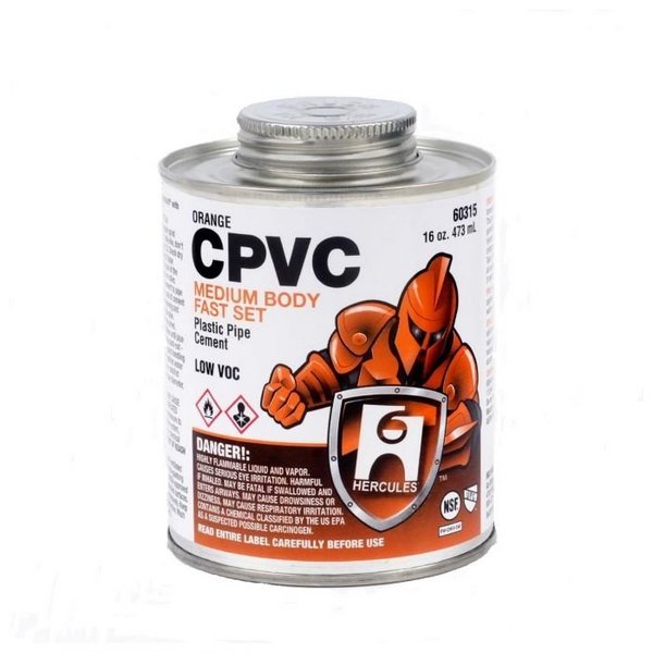 Hercules CPVC CEMENT, 16 OZ, TRANSLUCENT LIQUID, ORANGE 60315